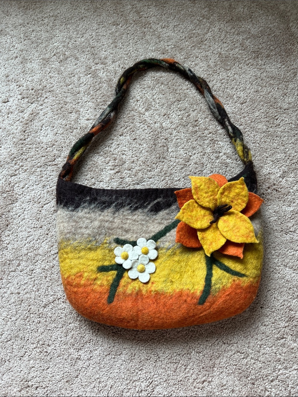 Handcrafted Felt Floral Shoulder Bag